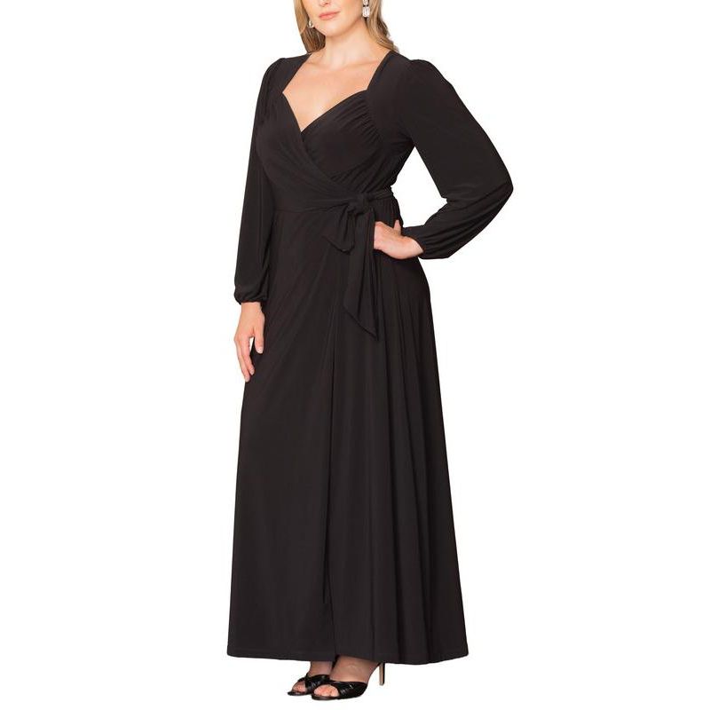 Women's Plus Size Modern Muse Long Sleeve Wrap Gown