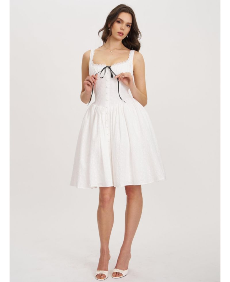 Women's Madison Cotton Eyelet Square Neck Dress