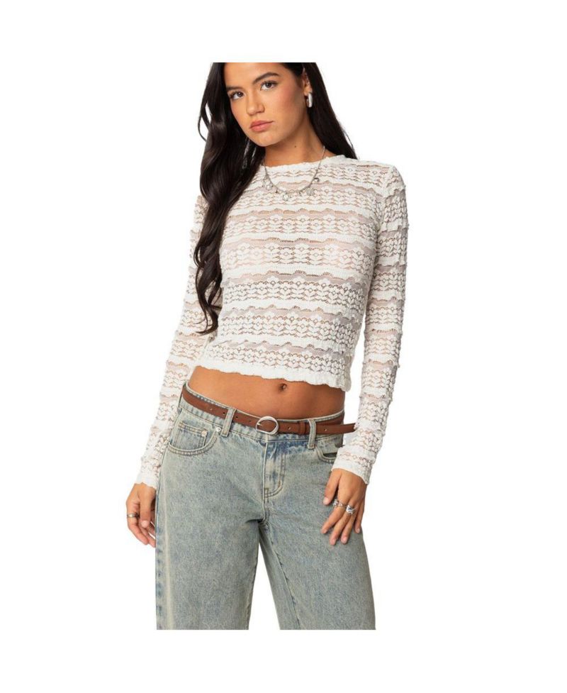 Women's Daisey Textured Sheer Lace Top