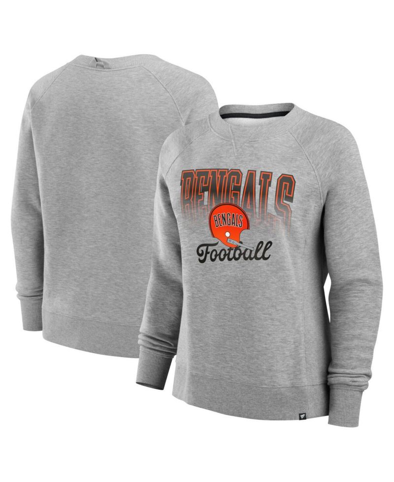 Women's Heather Gray Cincinnati Bengals Hit Hard Fleece Pullover Sweatshirt