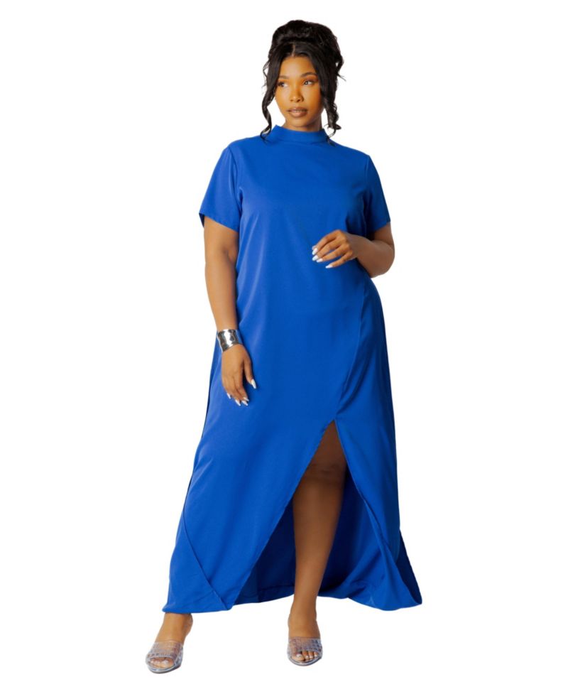 Plus Size Mock Neck Draped Maxi Dress