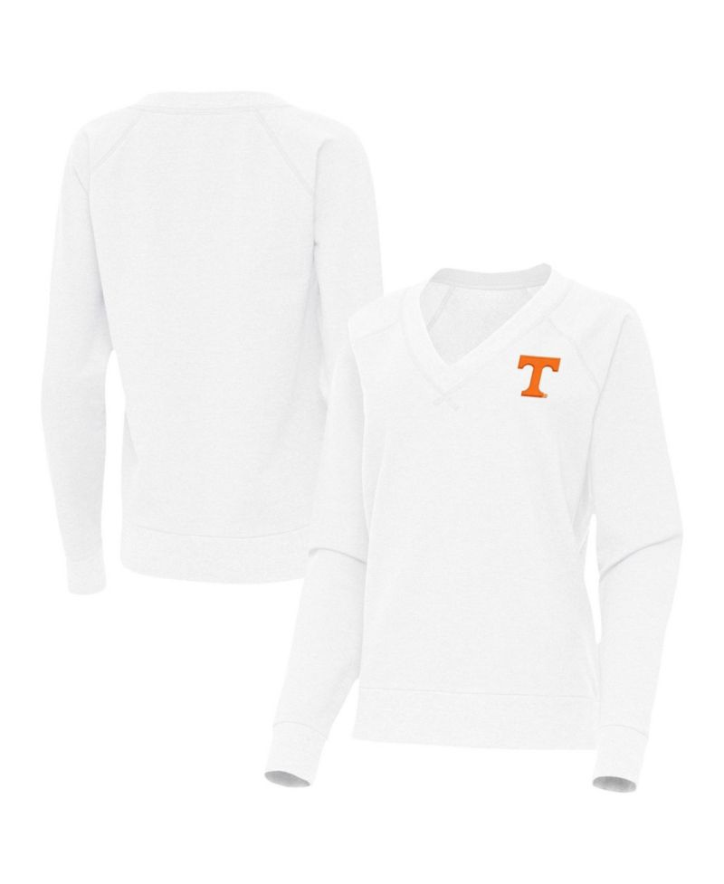 Women's White Tennessee Volunteers Varsity V-Neck Tri-Blend Pullover Sweatshirt