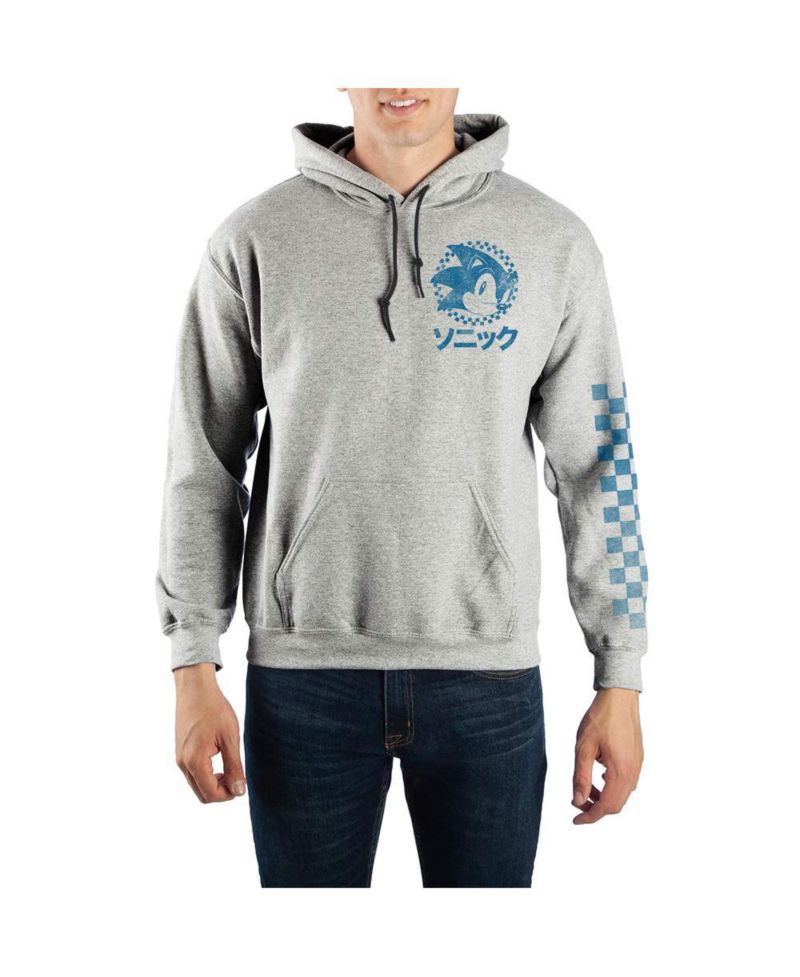 Men's Kanji Text Pullover Hooded Sweatshirt-Small