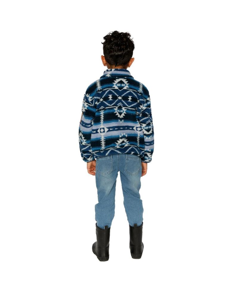 Little and Big Boy Mid-Season Plush Pullover Jacket Aztec