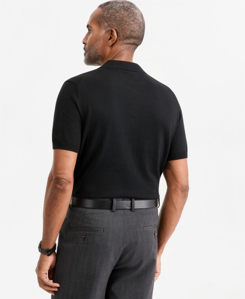 Men's Cotton Cashmere Blend Short-Sleeve Polo Sweater