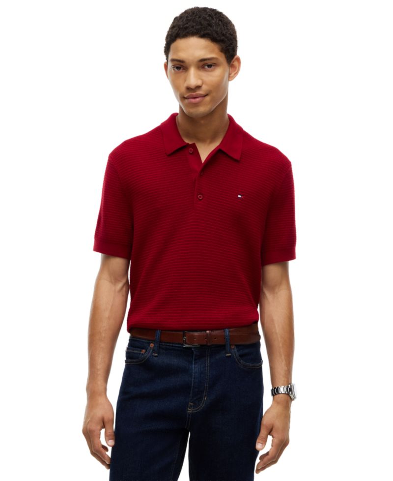 Men's Pima Cotton-Blend Cashmere Regular-Fit Ribbed Cuffs and Hem Polo Shirt