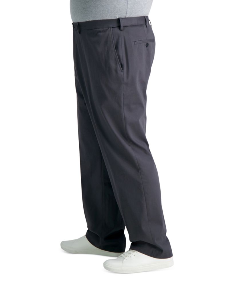 Men's Big & Tall Premium No Iron Khaki Classic Fit Flat Front Hidden Expandable Waistband Pants