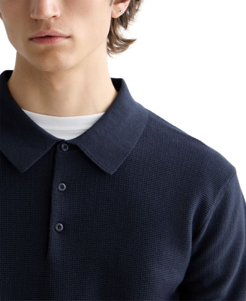 Men's Structured Knitted Short-Sleeve Polo Shirt
