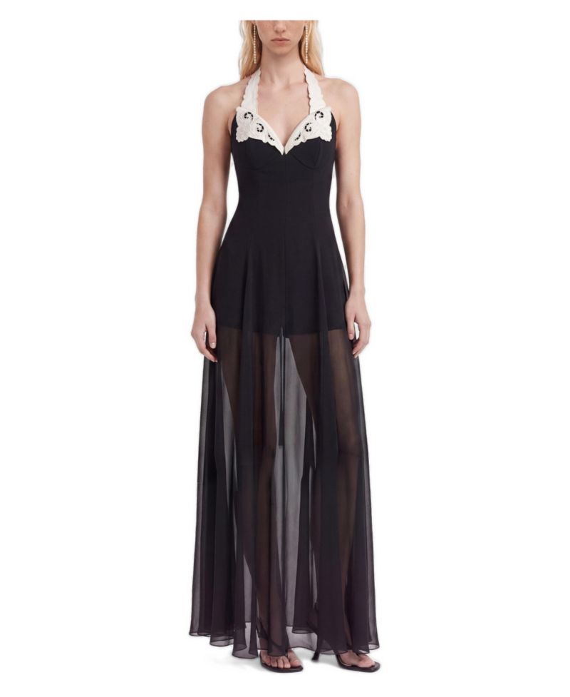 Women's Sweetheart Neckline Embroidery Maxi Dress