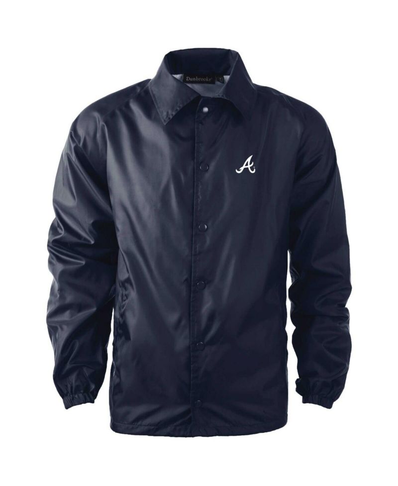 Men's Navy Atlanta Braves Coach's Raglan Full-Snap Windbreaker Jacket