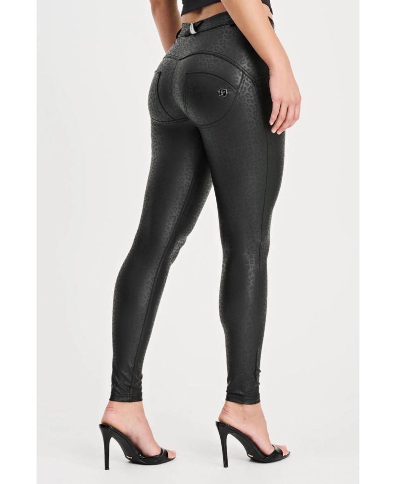 Women's Panther Faux Leather Mid-Rise Sculpting Pants