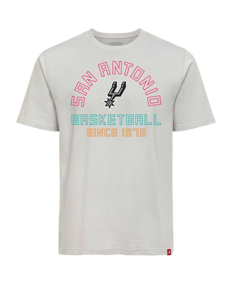 Men's and Women's Silver San Antonio Spurs Outline T-Shirt