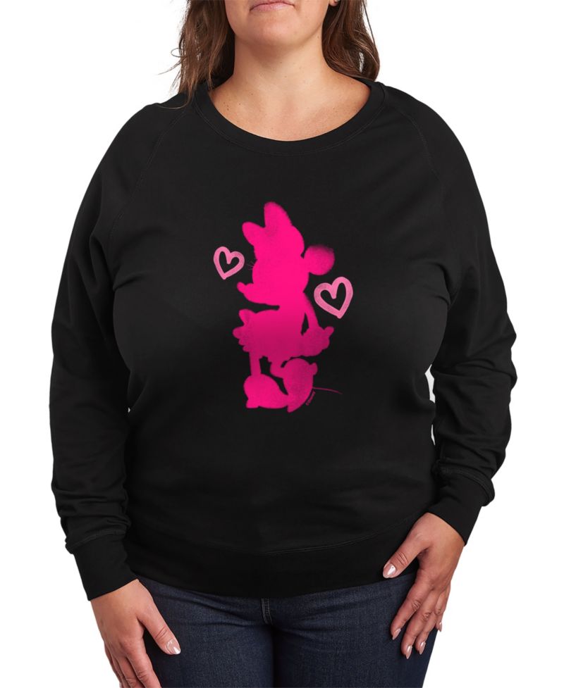 Plus Size Disney Minnie Valentines Day Heart Graphic Crew Neck Top