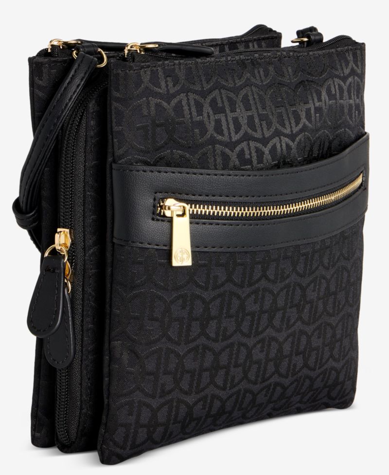 Triple-Zip Jacquard Dasher Crossbody