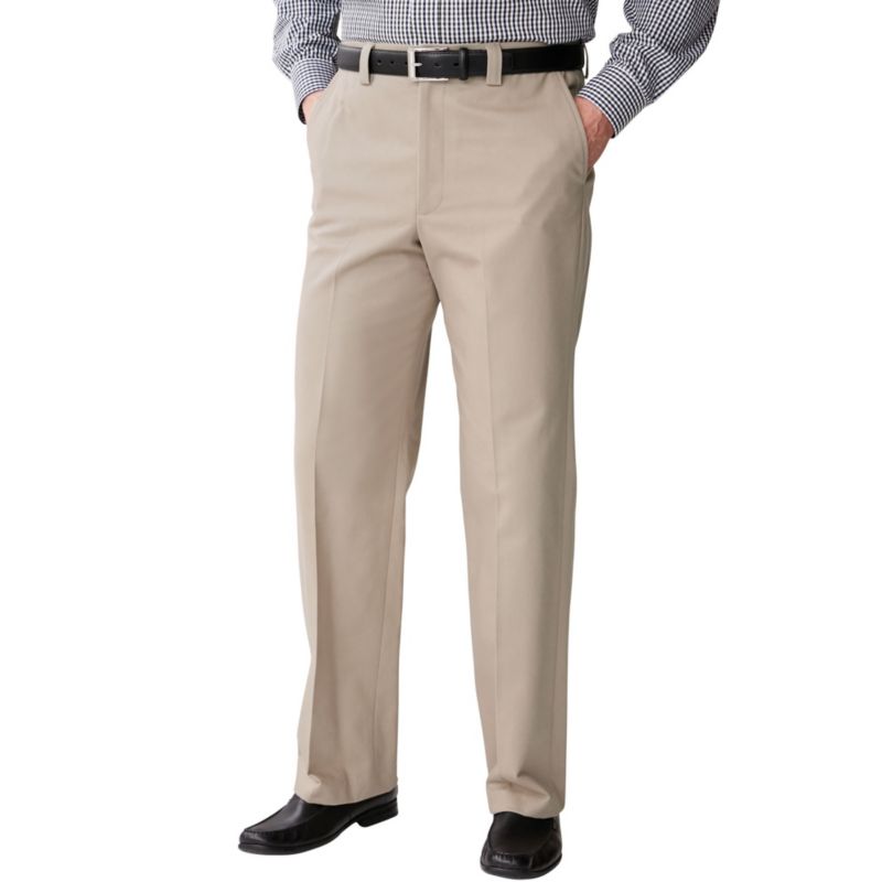 Men's Relaxed Fit Wrinkle-Free Full Elastic Plain Front Pants