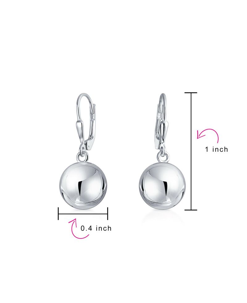 Classic .925 Sterling Silver Dangling Ball Drop Earrings Lever Back 8MM