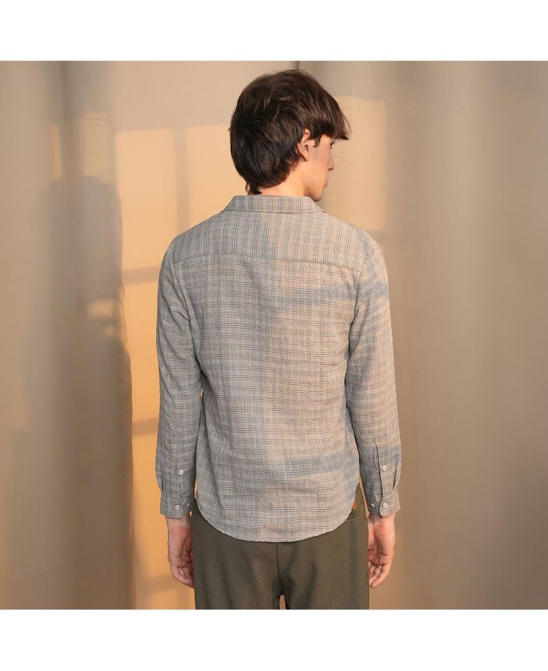 Men's Ash Grey Micro-Tartan Plaid Shirt