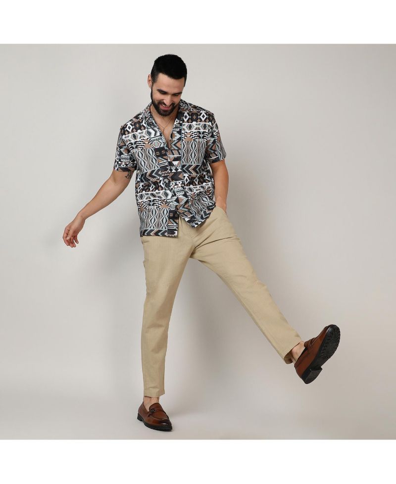 Men's Mocha Brown & Sage Green Bohemian Shirt