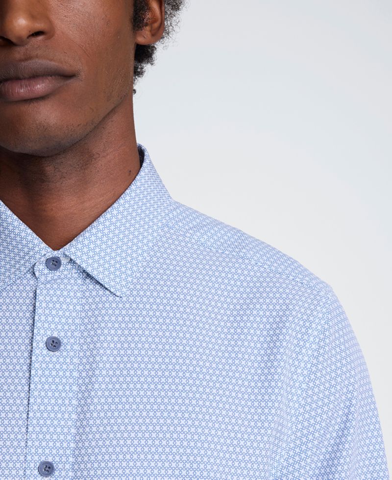 Men's Slim Fit Point Collar Button-Down Shirt