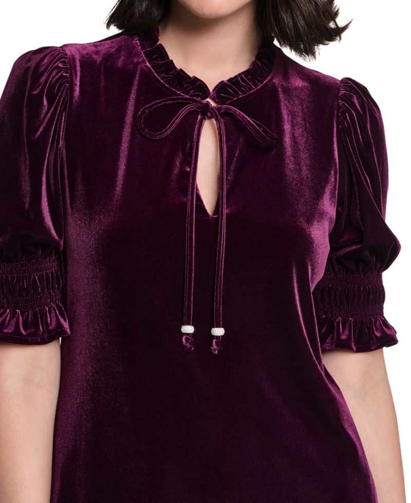 Women's Tie-Neck Velvet Dress