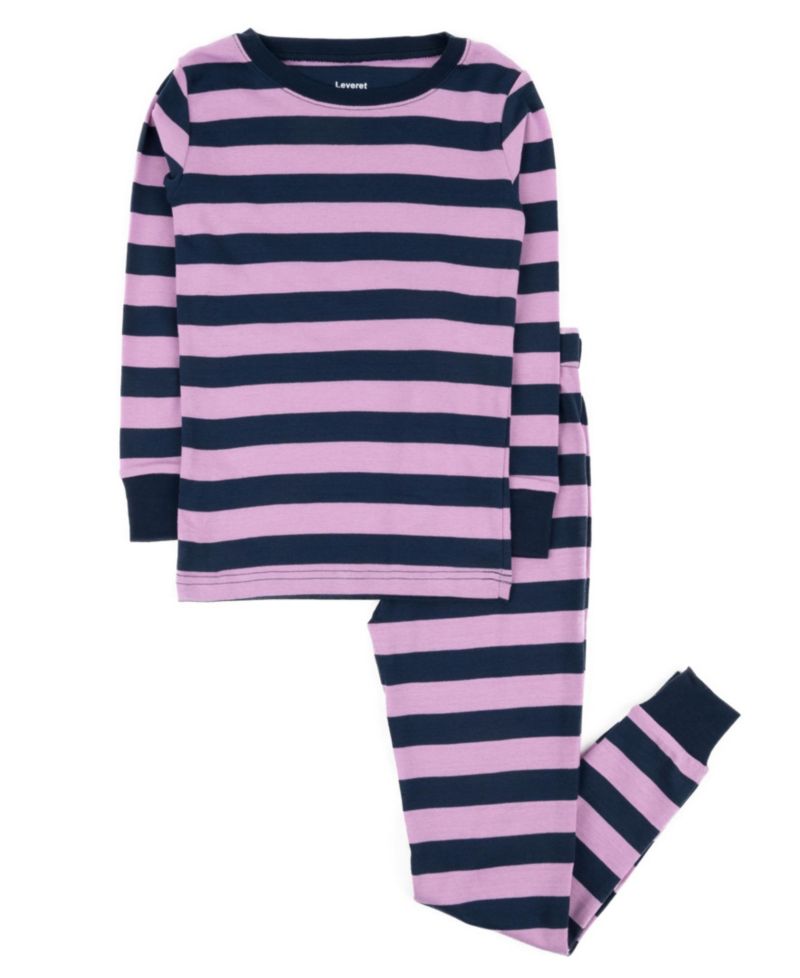 Kids Two Piece Cotton Striped Holiday Pajamas