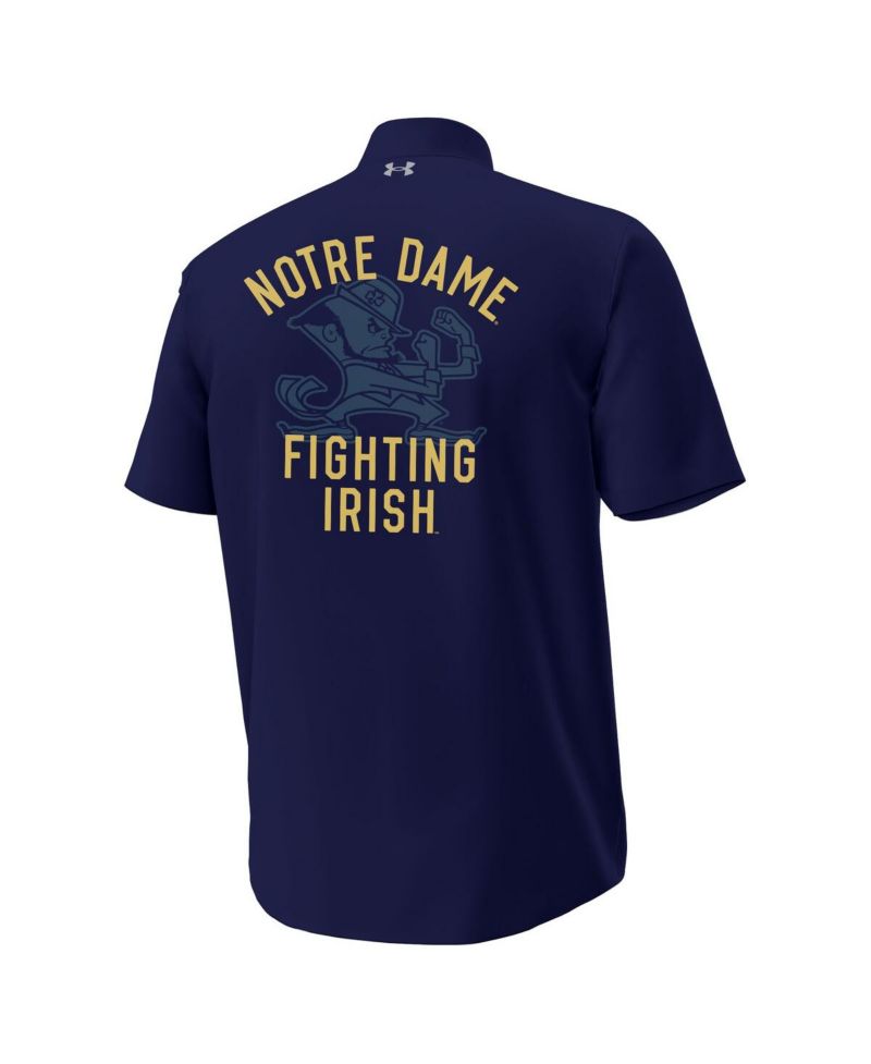 Men's Navy Notre Dame Fighting Irish Gameday ArmourFuse Camp Button-Up Shirt