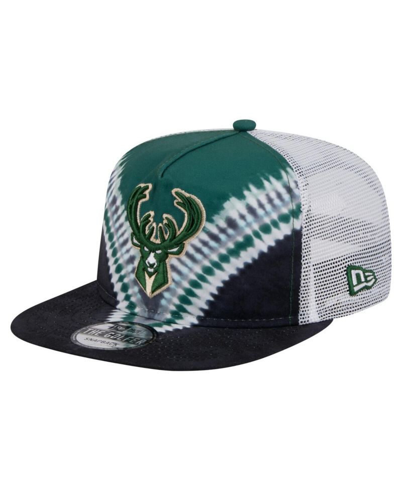 Men's Black/Hunter Green Milwaukee Bucks Throwback Dye Golfer Snapback Hat