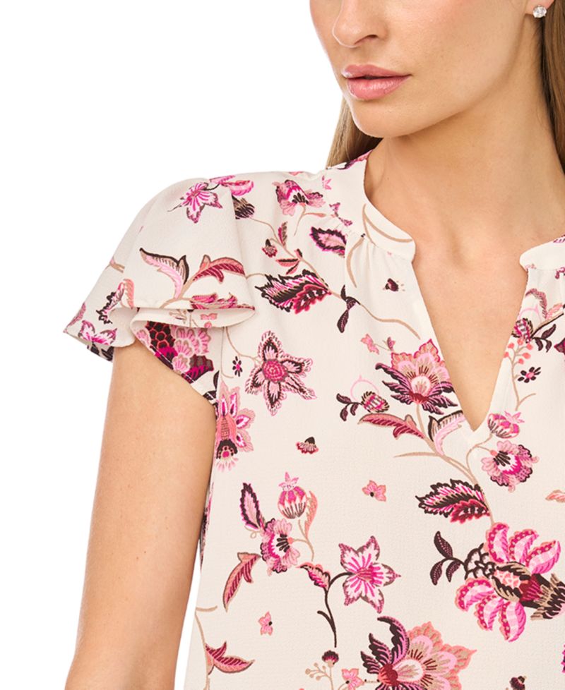 Women's Flutter-Sleeve V-Neck Top