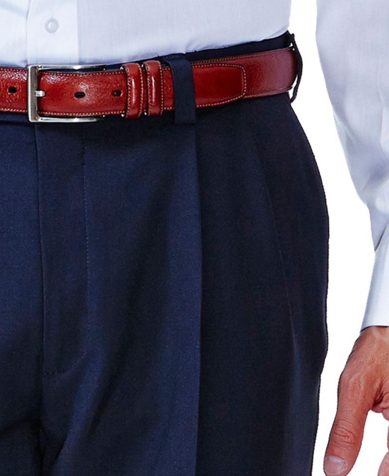 Men's ECLO Stria Classic Fit Pleated Hidden Expandable Waistband Dress Pants