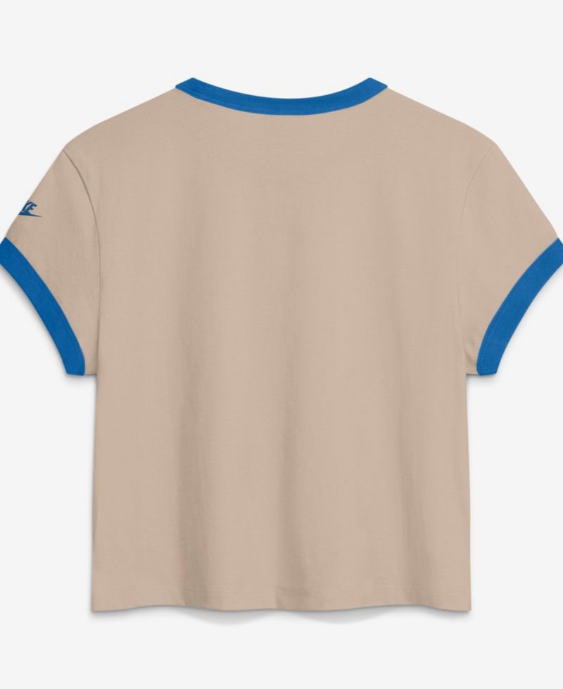 Women's Cream Detroit Lions Rewind Ringer Mod Cropped T-Shirt