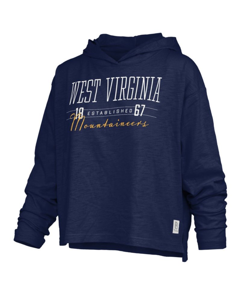 Women's Navy West Virginia Mountaineers Castillo Slub Waist Length Long Sleeve Hoodie