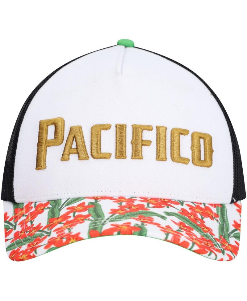 Men's White Pacifico A-Frame Floral Trucker Adjustable Hat