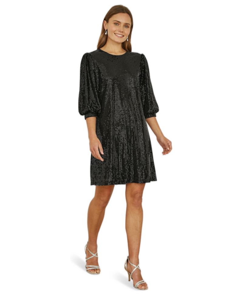 Women's Balloon Sleeve Sequin Mini Dress