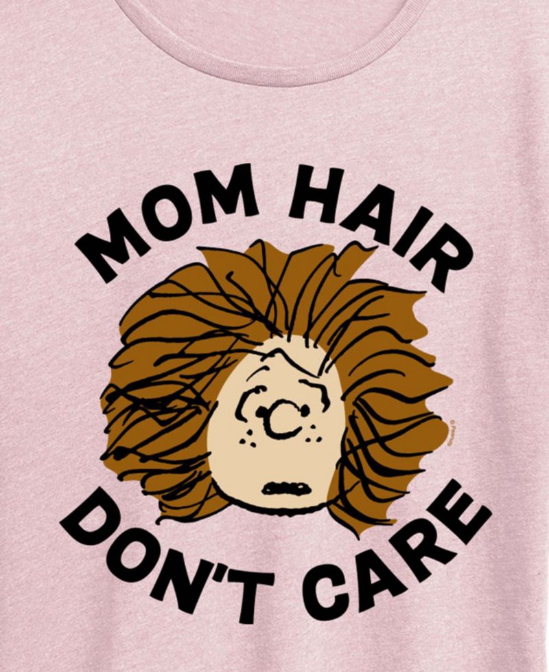 Plus Size Peanuts Mom Hair Don't Care Short-Sleeve Graphic T-Shirt
