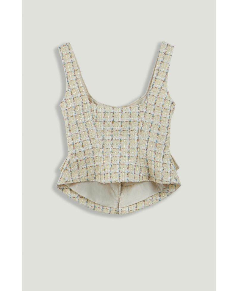 Women's Button Accessory Tweed Bustier
