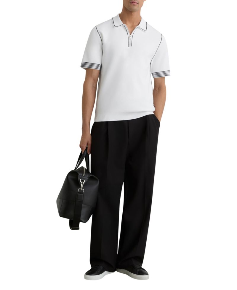 Men's Mason Stitch-Detail Half-Zip Polo Shirt