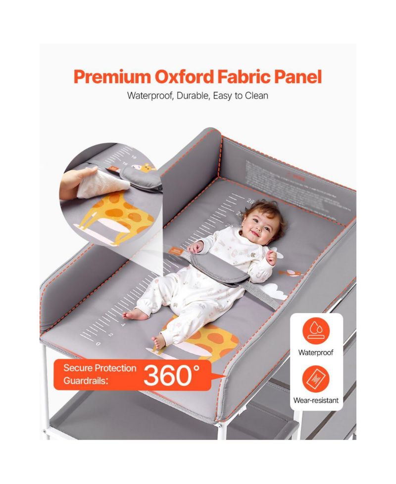 Portable Baby Changing Table with 3 Drawers and Wheels, Diaper Change Station