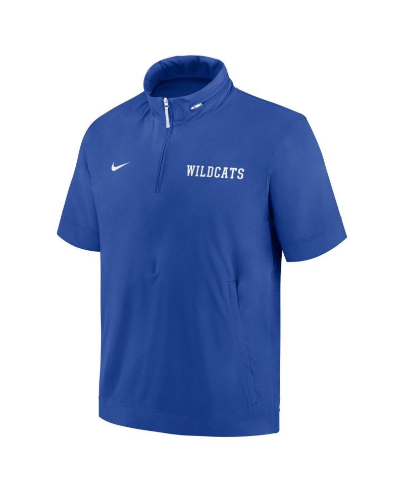 Men's Royal Kentucky Wildcats 2024 Sideline Coach Short Sleeve Half-Zip Hoodie Jacket
