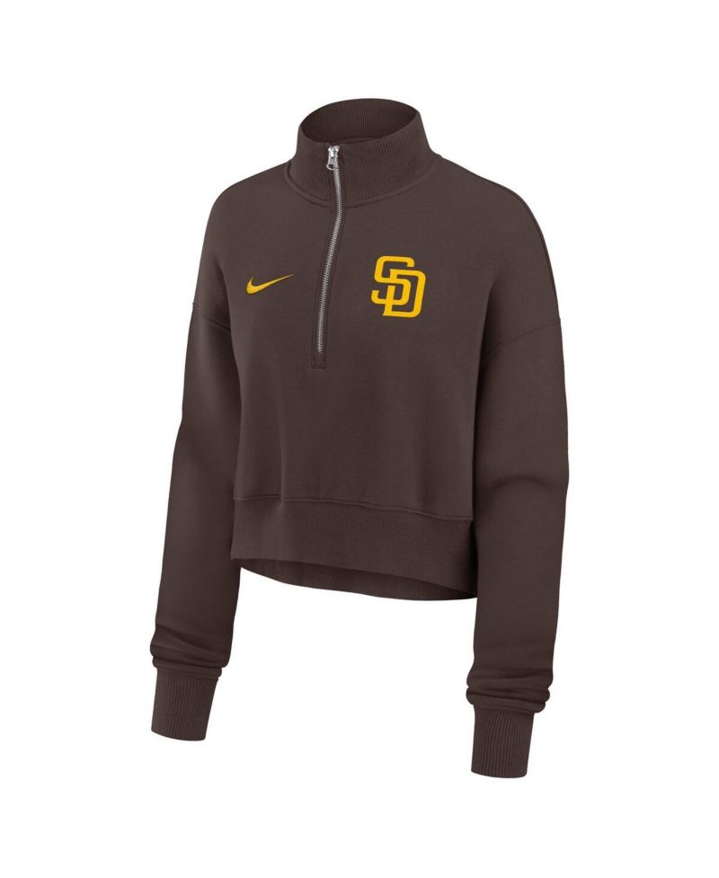 Women's Brown San Diego Padres Primetime Phoenix Fleece Half-Zip Sweatshirt