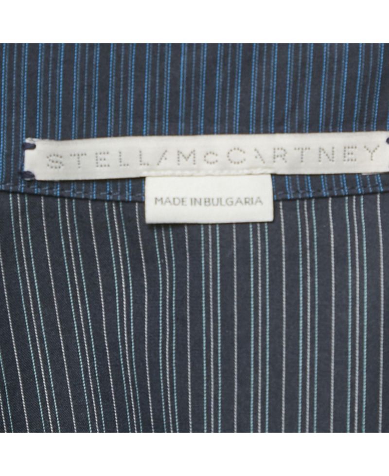 Women's Navy Blue Pinstripe Cotton Ruche Shirt