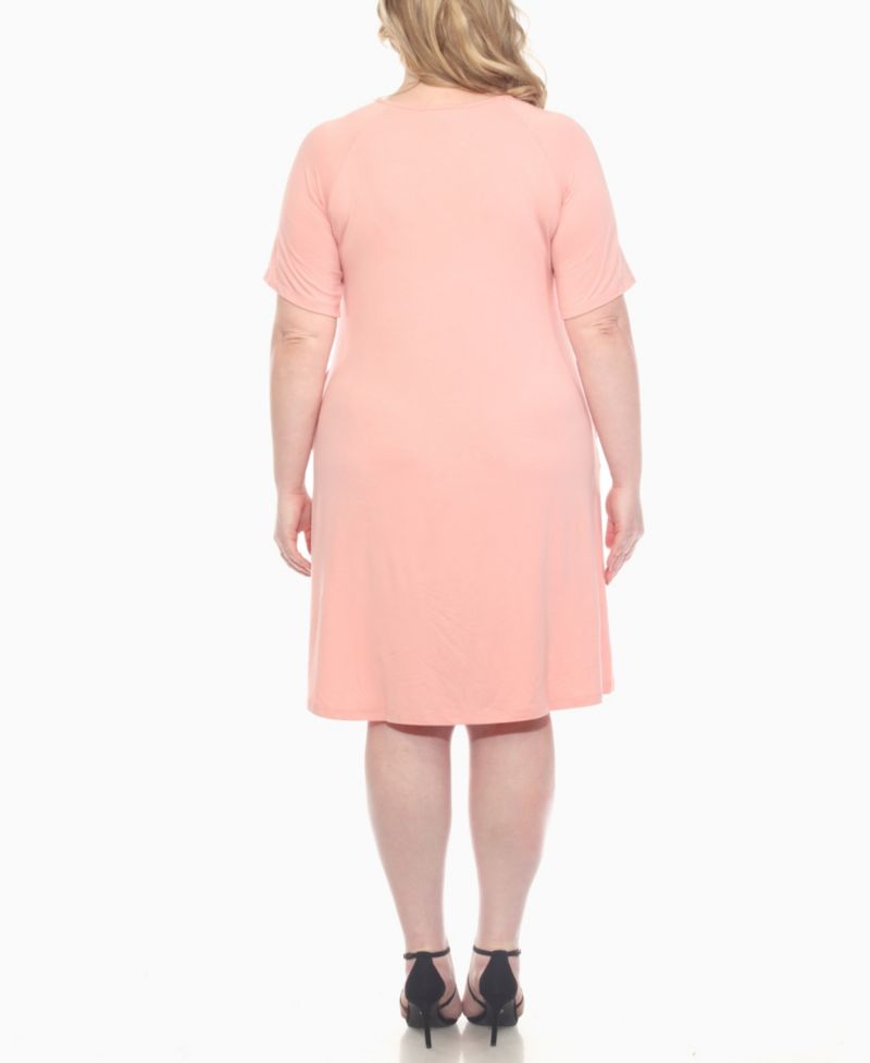 Plus Size Short Sleeve Crisscross Neck A-Line Dress