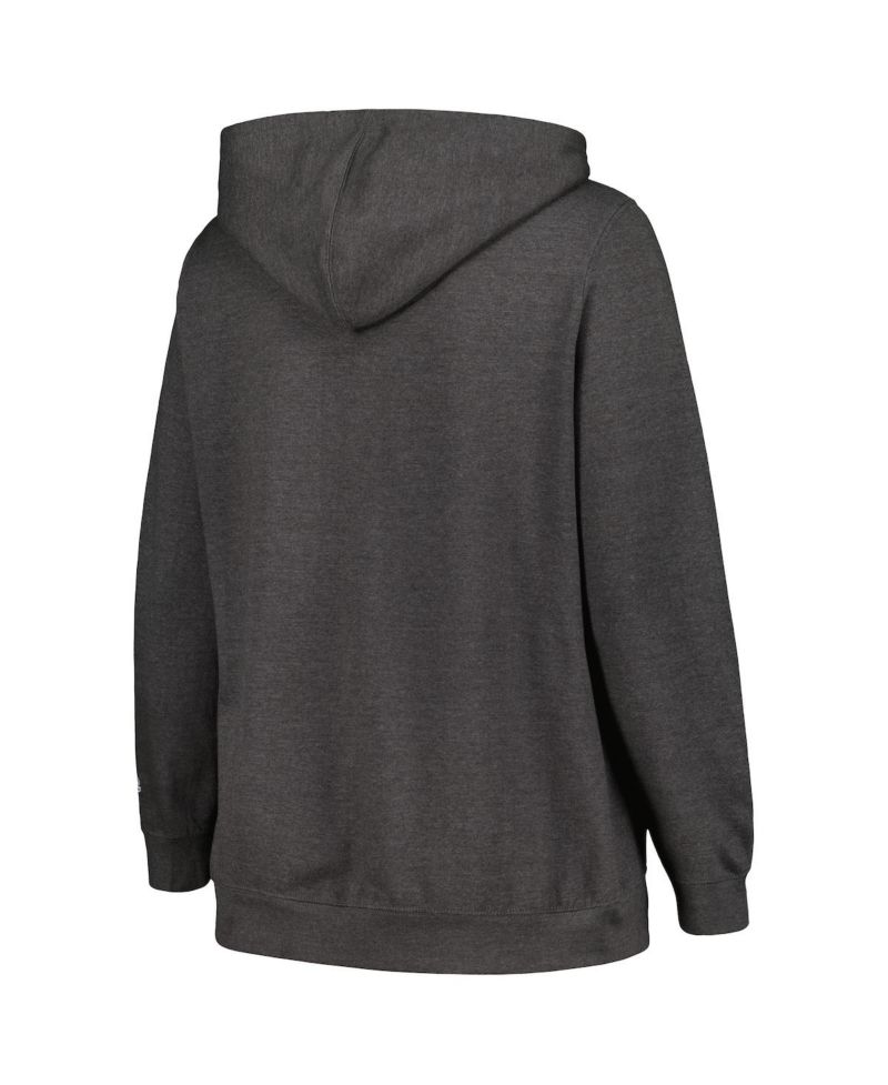Women's Heather Charcoal Michigan State Spartans Plus Size Heart & Soul Notch Neck Pullover Hoodie