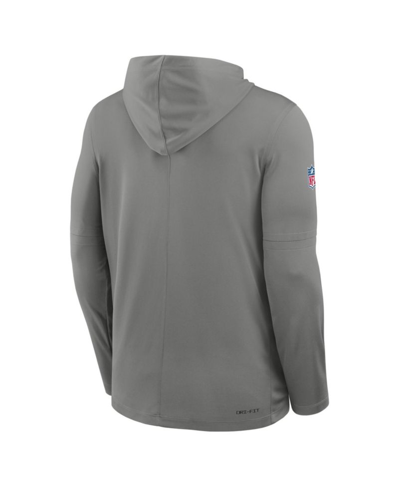 Men's Gray Buffalo Bills Tall Sideline Place Kicker Alternate Lightweight Hooded Long Sleeve Dri-FIT Top