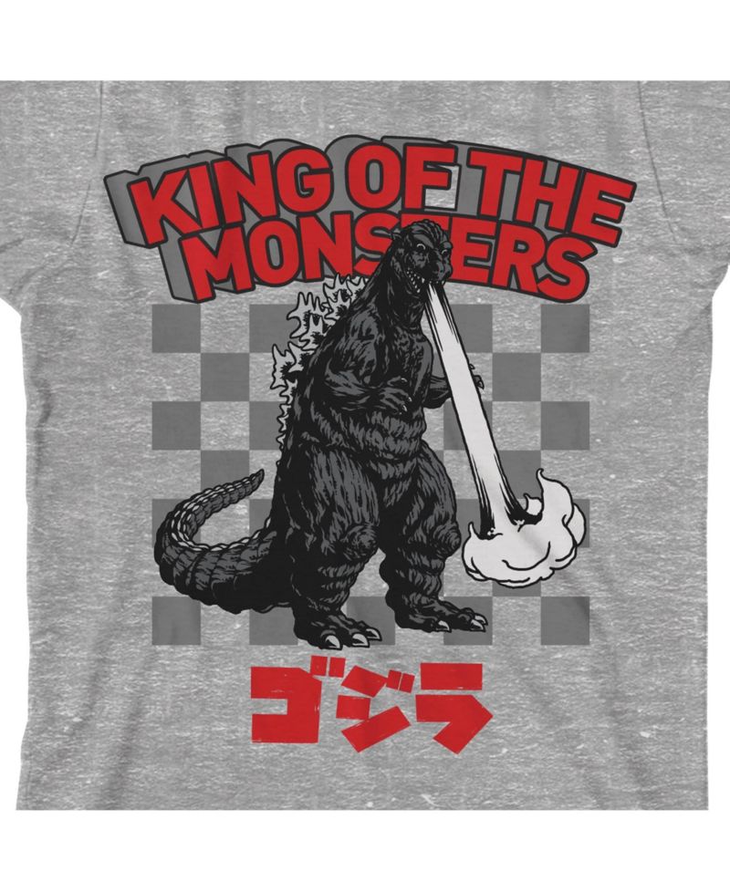 King Of The Monsters Crew Neck Short Sleeve Athletic Heather Boy's T-shirt-Large