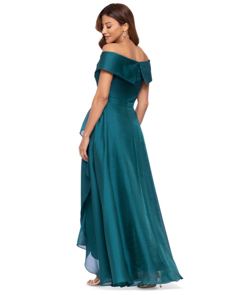 Plus Size Sweetheart Neck Off-The-Shoulder Ruffle Long Dress