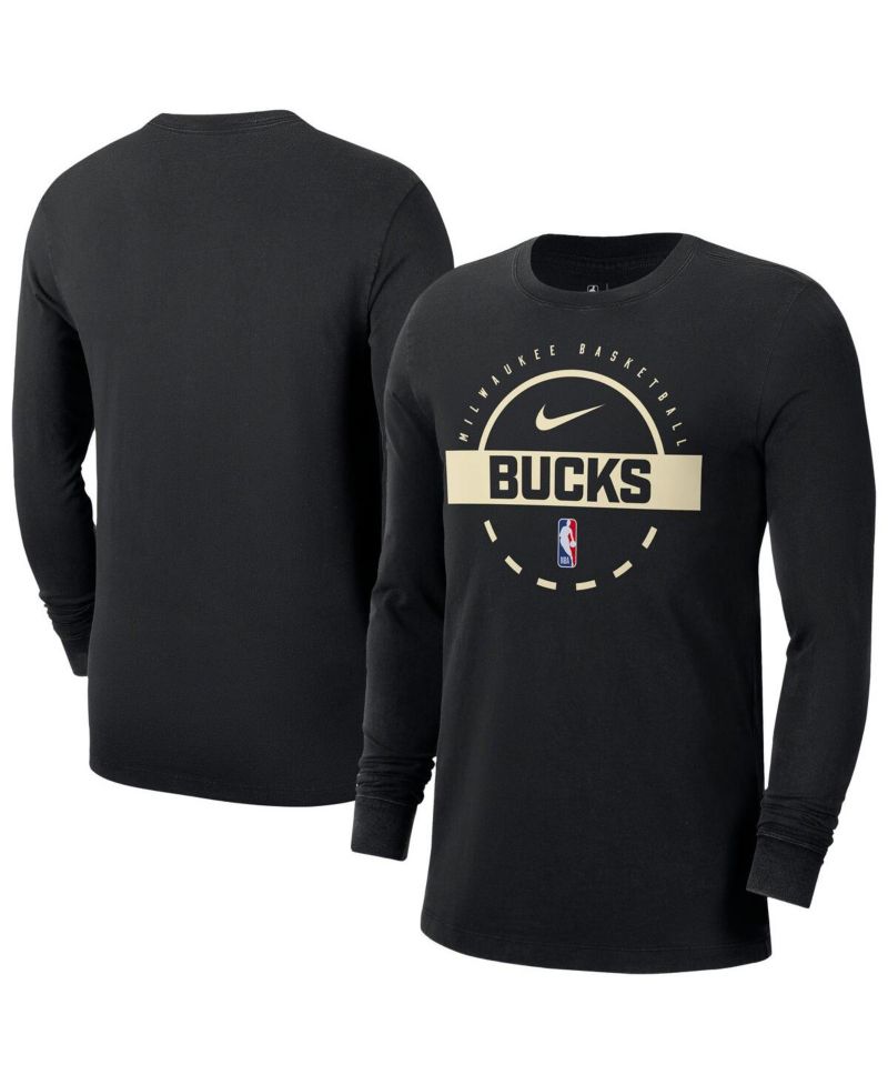 Men's Black Milwaukee Bucks Authentic Long Sleeve Practice T-Shirt