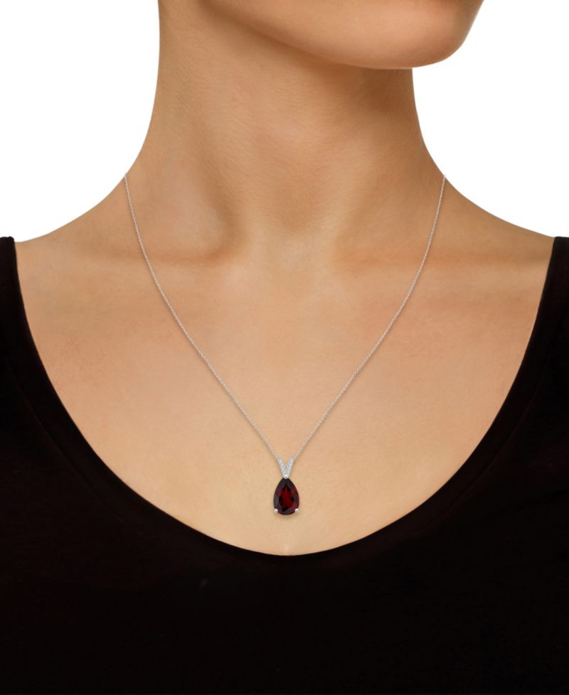 Women's Garnet (3-1/3 ct.t.w.) and Diamond Accent Pendant Necklace in Sterling Silver