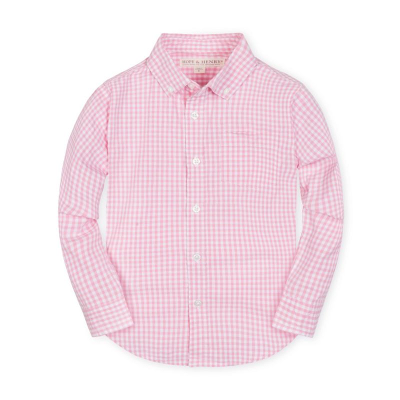 Hope and Henry Boys' Stretch Poplin Long Sleeve Button Down Shirt - Kids