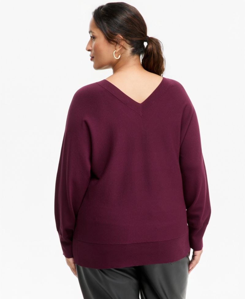 Plus Size Double V V-Neck Dolman Sweater