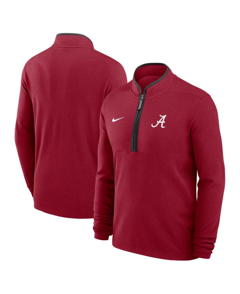 Men's Crimson Alabama Crimson Tide Courtside Victory Dri-FIT Half-Zip Pullover Sweatshirt